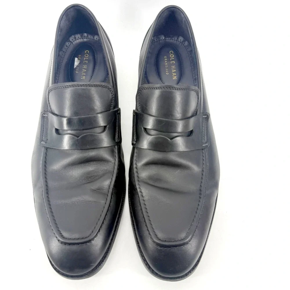 Cole Haan Warner Grand 360 Penny Loafers Men 11 Blk Leather Dress Shoes British
